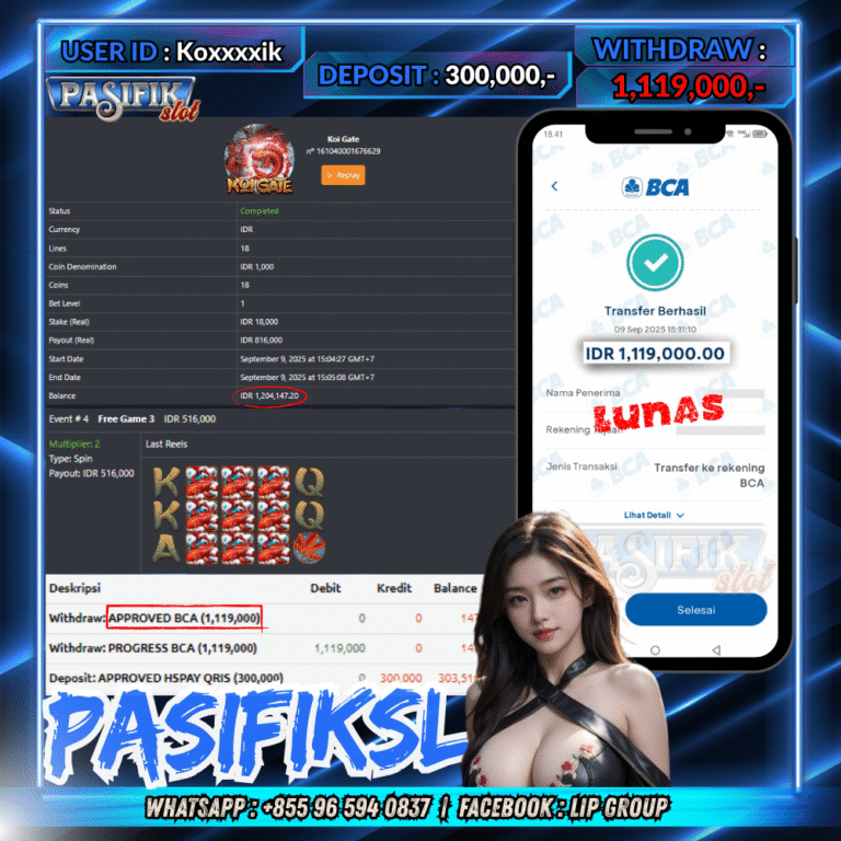 PASIFIKSLOT JACKPOT KOI GATE Rp.1,119,000,- LUNAS!