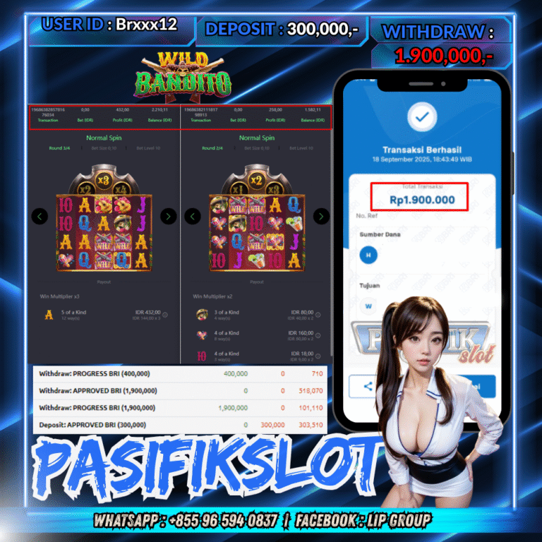 PASIFIKSLOT JACKPOT WILD BANDITO Rp.1.900,000,- LUNAS!