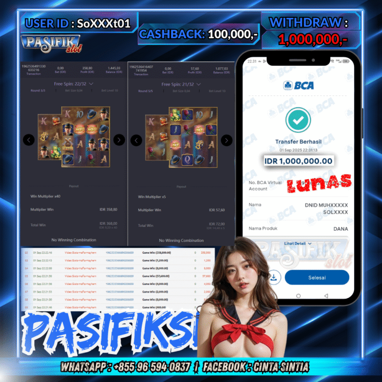 PASIFIKSLOT JACKPOT MAFIA MAYHEM Rp.1,000,000,- LUNAS!