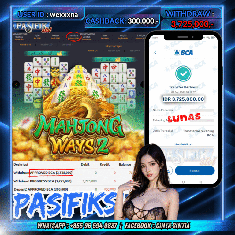 PASIFIKSLOT JACKPOT MAHJONG WAYS 2 Rp.3,725,000,- LUNAS!